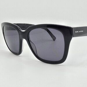 Marc Jacobs 229/S Black on Silver Glitter Frame Polarized Grey Lens Sunglasses